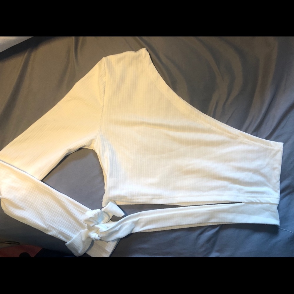Shein Off One Shoulder Long Sleeve Crop Top